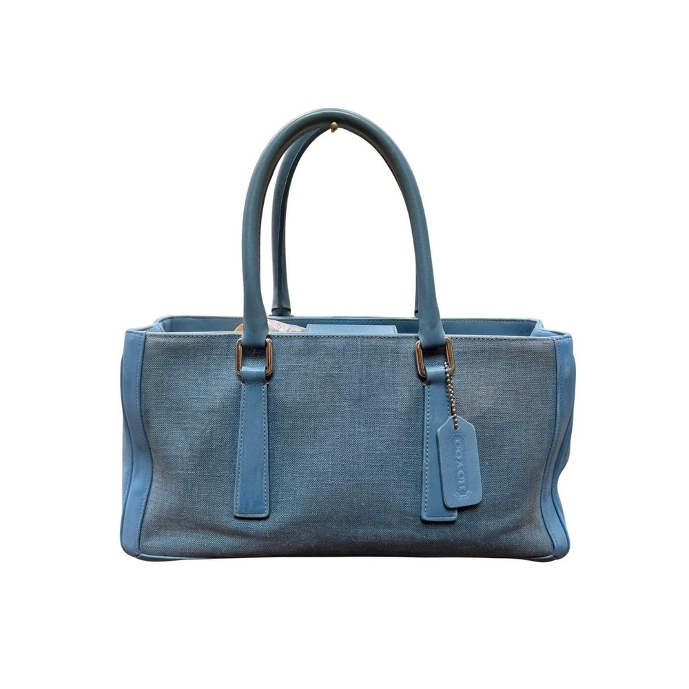 Coach Blue Canvas Leather Hampton Tote Bag A1P-9428